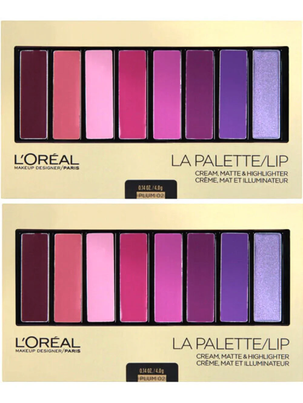 2 Pack: NEW L'Oréal Paris Colour Riche La Palette Lip 8 Shades 02 Plum (Sealed)
